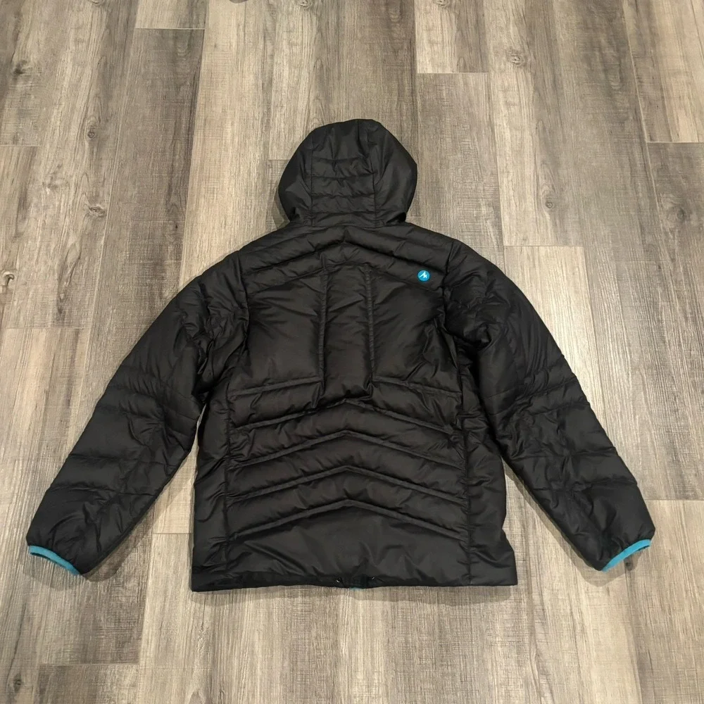 Marmot C97420 Girls XL Hooded Puffer Jacket Gray Blue 700 Fill Down Woven